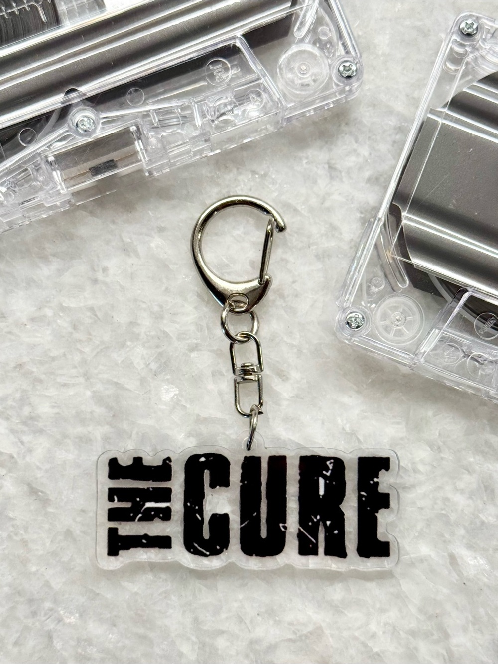 New The Cure Band Retro 80s 90s Style Acrylic Bag Charm Keychain - 2.75”
